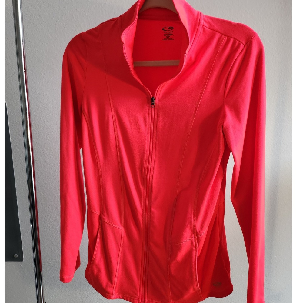 Champion Women's Orange Duo Dry Zip Up Athletic Jacket Activewear Size S/P
